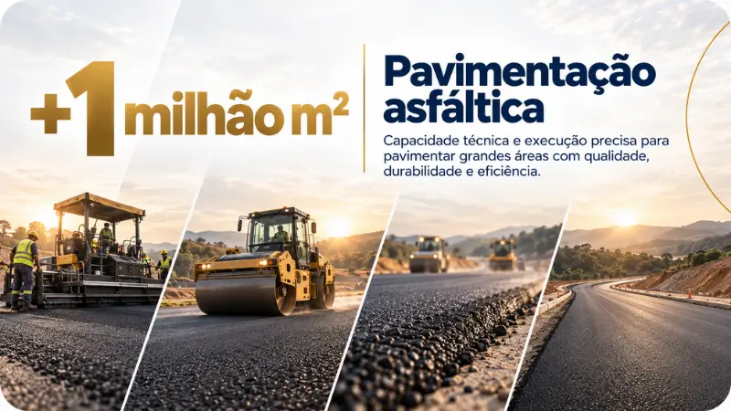 Mais de 1 milhão de metros quadrados de pavimentação asfáltica